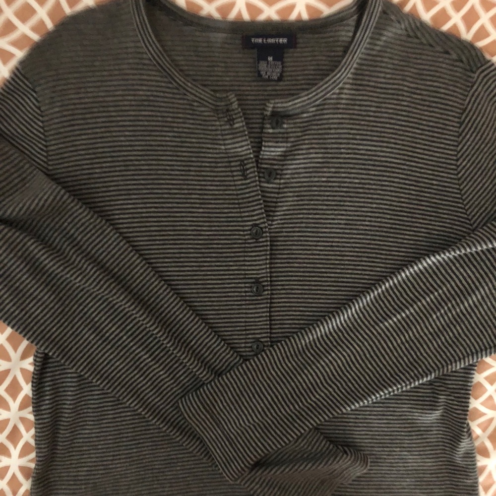 Vintage The Limited Black and Gray Striped Cardigan